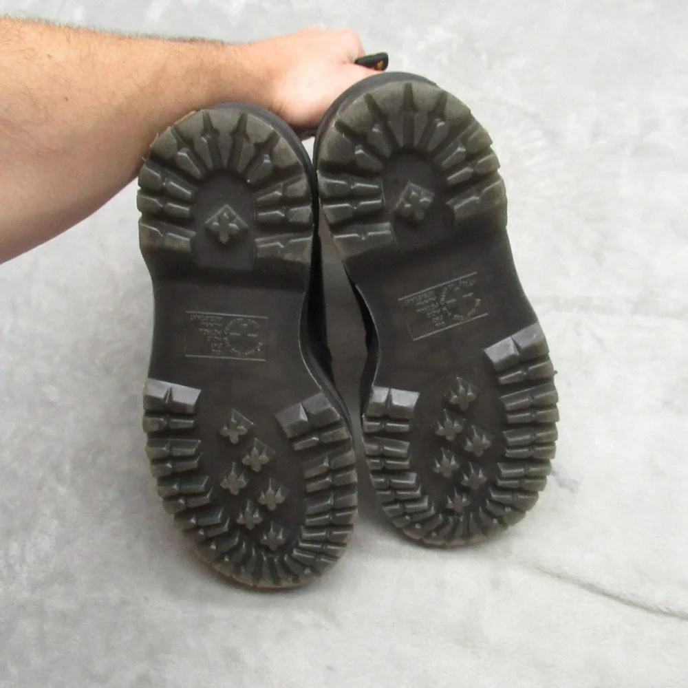 Dr Martens Unisex W5 M4 Boots Black‎ Leather Quad Platform Lug Faux Fur Chelsea